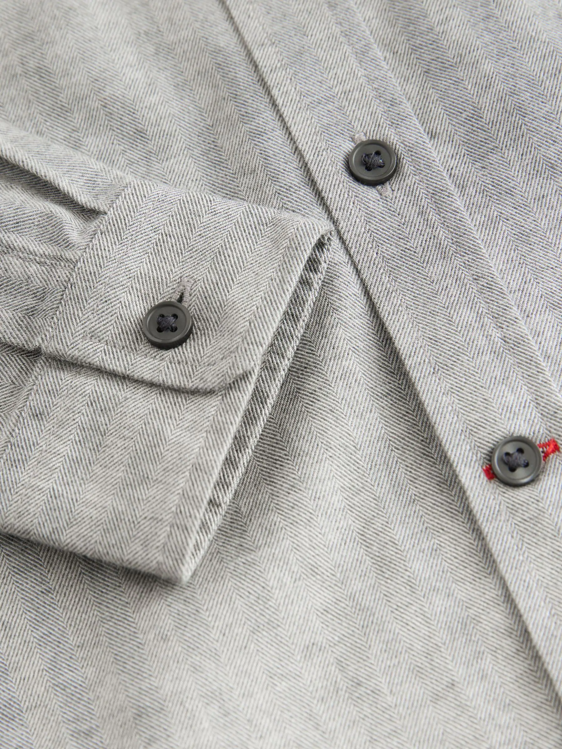 Grijs - Long Sleeve Herringbone Shirt (3-16yrs)