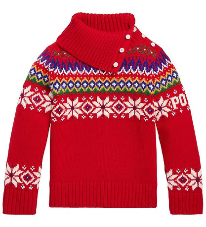 Polo Ralph Lauren Bluse - Bomuld/Uld - Fair ISlå - Rød m. M?nste