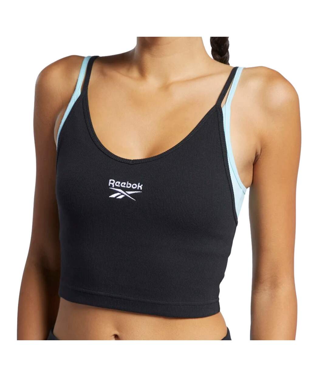 Débardeur Noir Femme Reebok Cl Wde Strappy Rib Tank