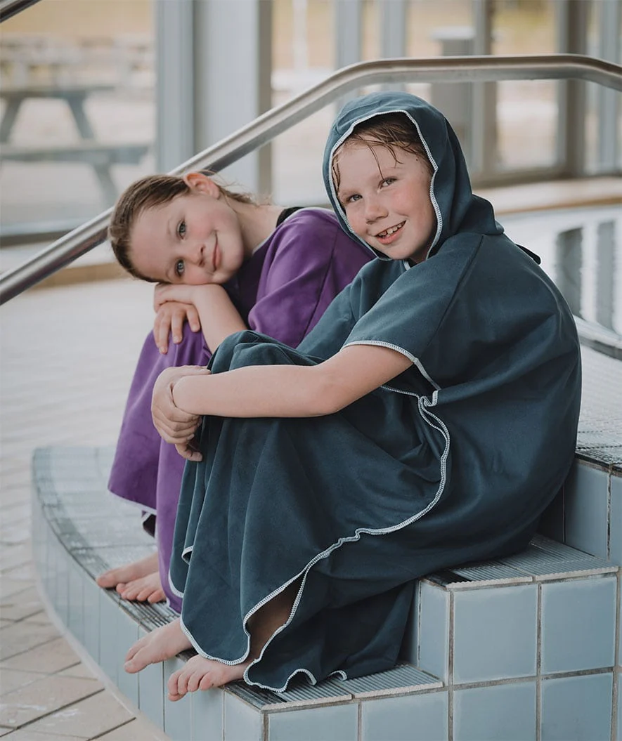 Watery badeponcho til junior - Microfiber - Sort