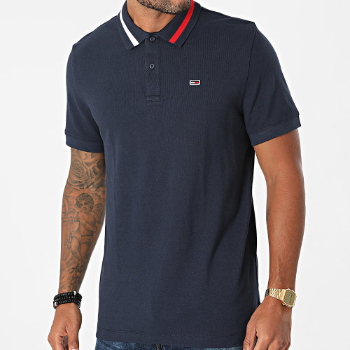 Polo Manches Courtes Flag Neck Bleu Marine