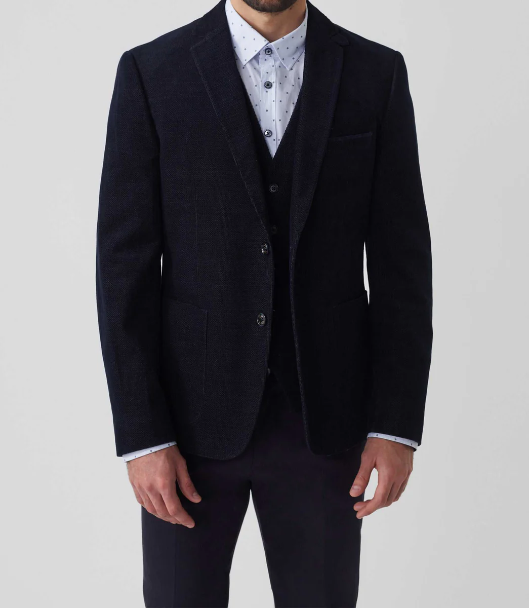 Veste velours fantaisie marine 