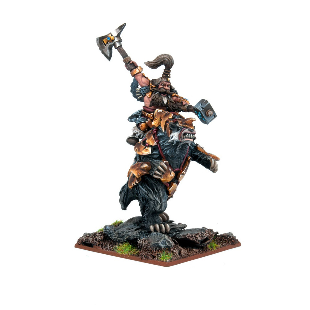 Kings of War - Seigneur Berserker Nain sur Brock