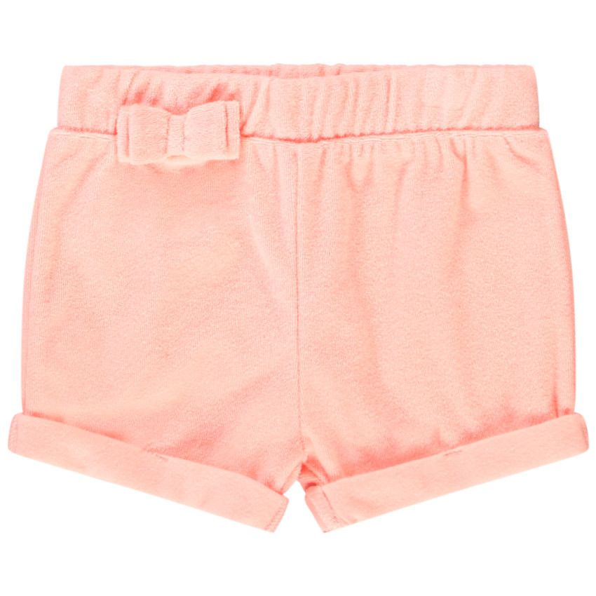 Short éponge uni pour bébé fille - Rose