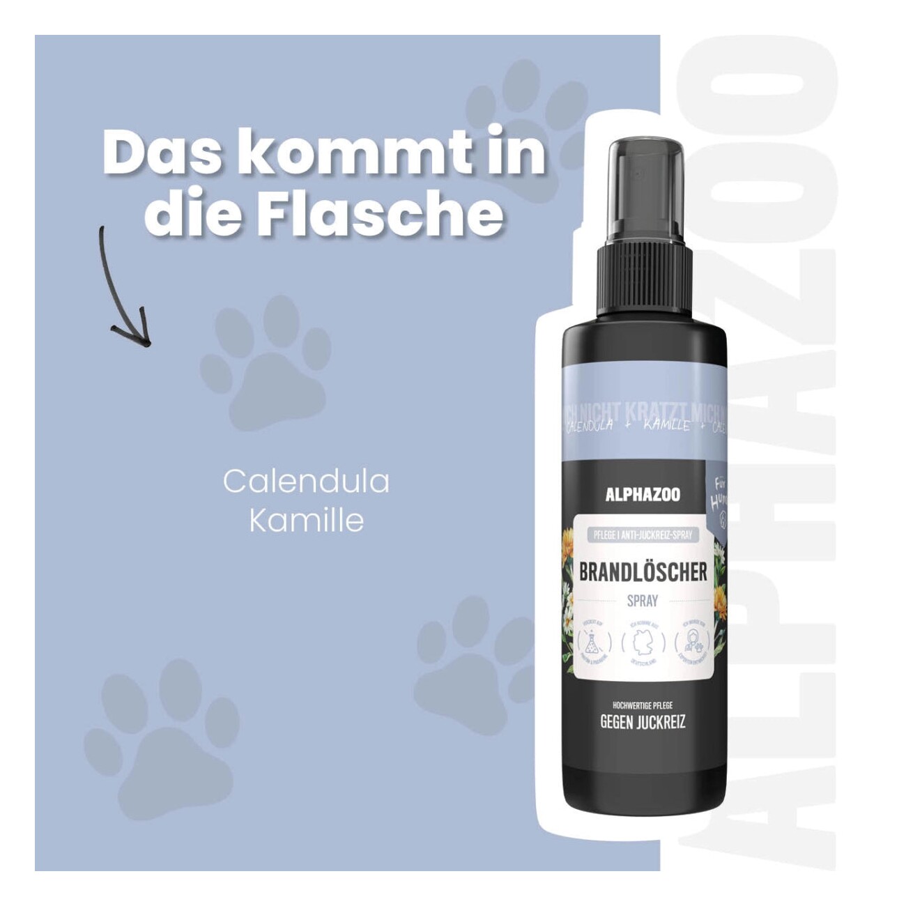 ALPHAZOO Brandlöscher Anti Juckreiz Spray für Hunde I Sanfte Beruhigung 200 ml