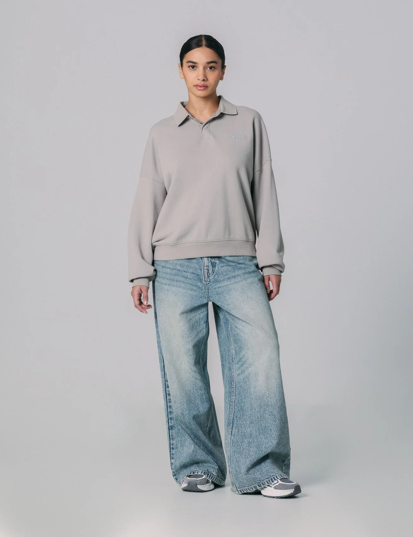 Polo oversize gris clair
