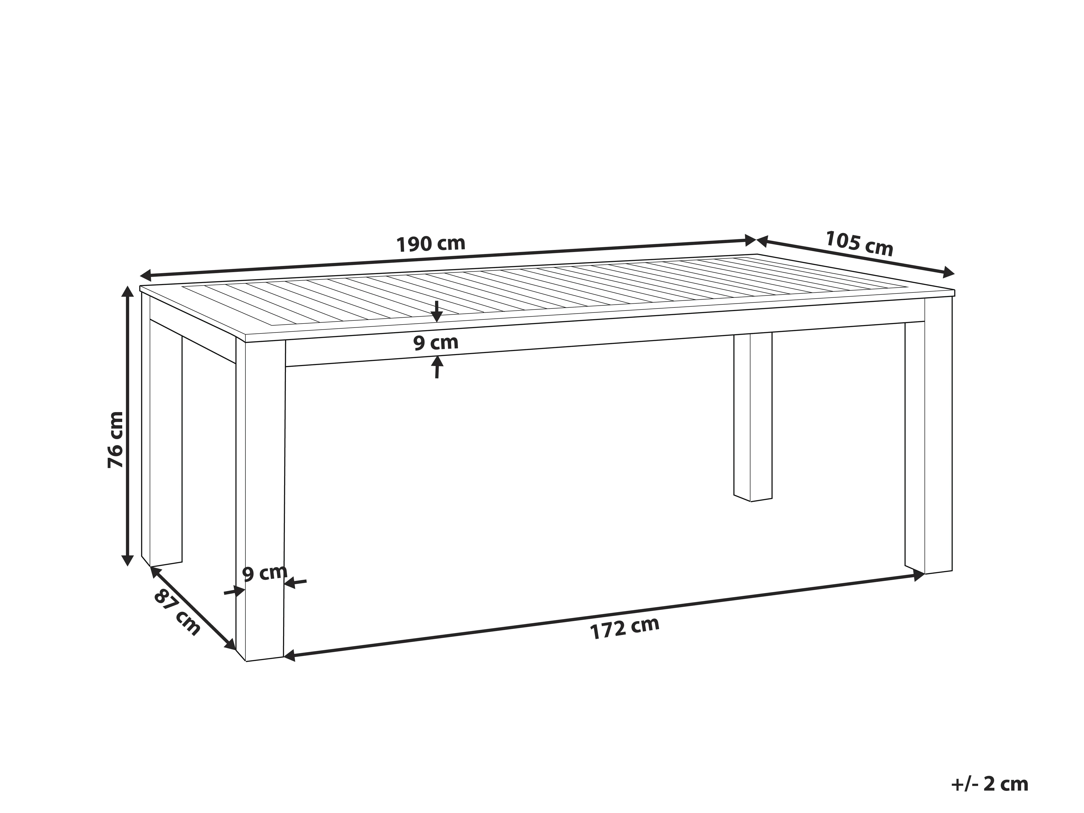 Tuin eettafel MONSANO 190 cm 105 cm Eucalyptushout Bruin