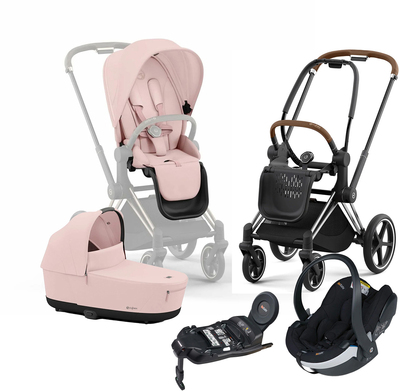 Cybex Priam Duovogn inkl. BeSafe iZi Go Modular X2 & Base, Peach Pink/Chrome Brown