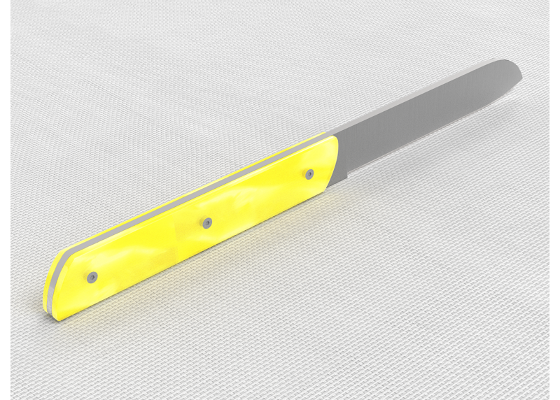 Service de 6 couteaux de table avec un manche en Madreperlato Jaune et lame en acier inoxidable