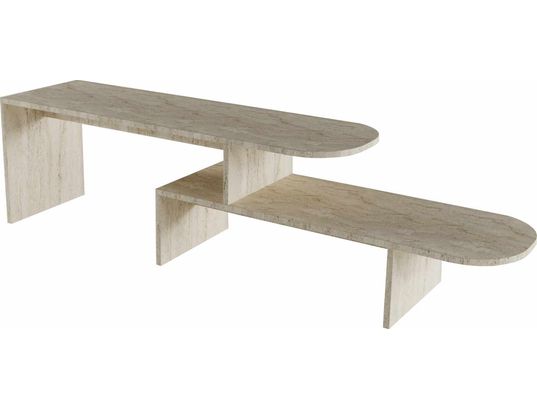 CONCEPT1 - Meuble TV Puzzle travertin 130 x 35 x h45 cm