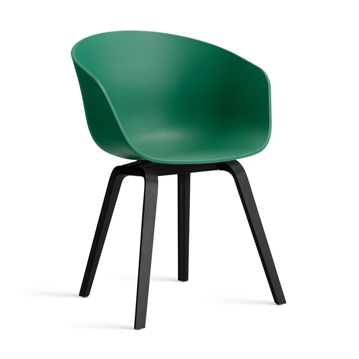 HAY - About A Chair AAC 22, Eiche schwarz lackiert / teal green 2.0 (Filzgleiter)