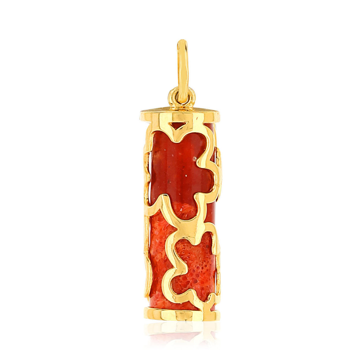 Pendentif MATY Or 375 jaune corail imitation