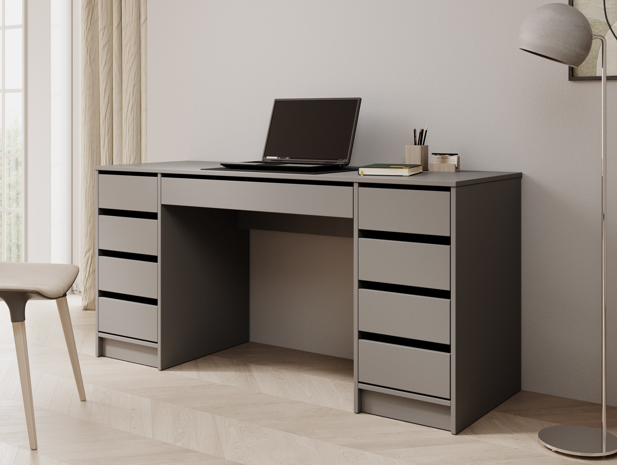 Meubella - Bureau Avio 2 - Antraciet - 154 cm
