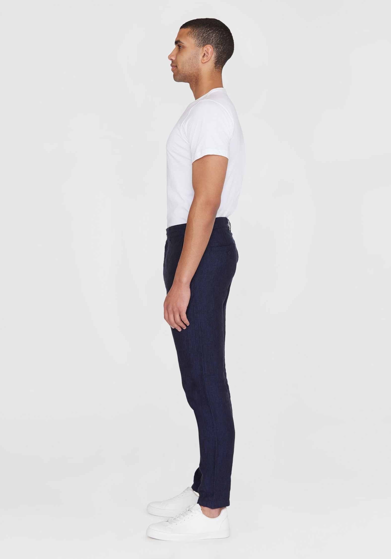Knowledge Cotton Apparel Leinenhose Chuck Regular Linen Pants Yarndyed - Total Eclipse