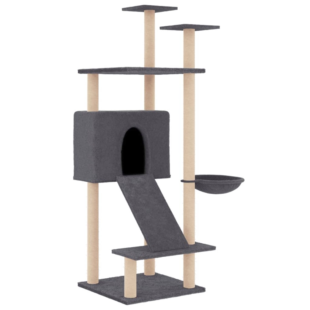 Arbre à chat avec griffoirs en sisal gris foncé 153 cm