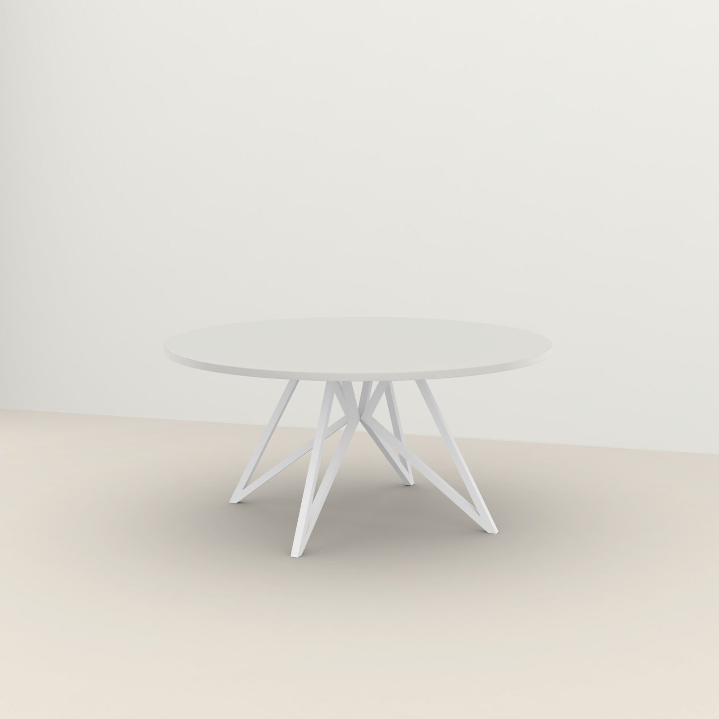 Studio HENK tafel Butterfly Rond QuadpodXL - zwart frame, HPL Fenix bianco kos ⌀160 | HPL Fenix Bianco Kos | Rechte Rand | Frame Zwart