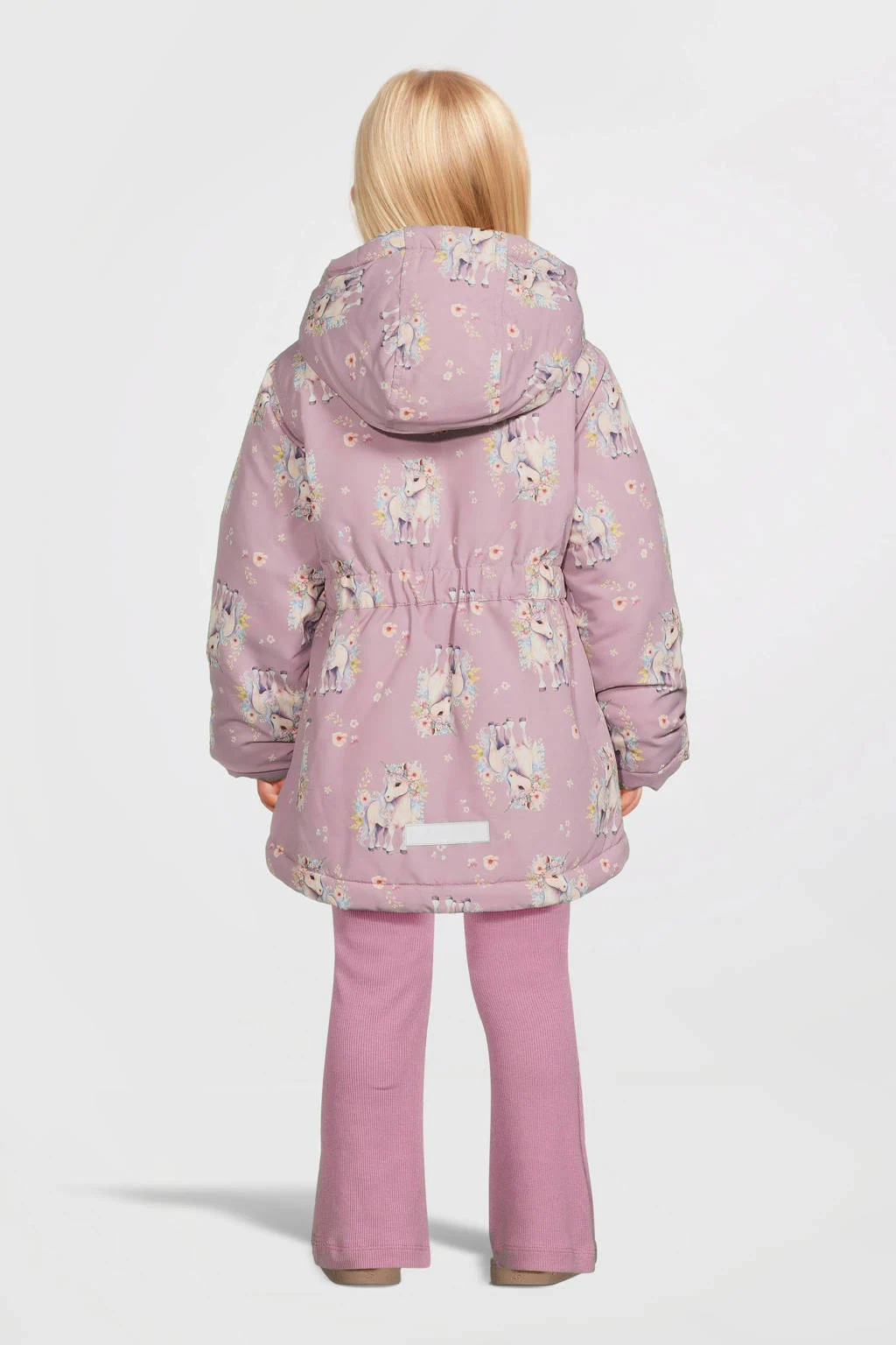 NAME IT winterjas NMFMAXI met all over print mauve/ecru unicorn