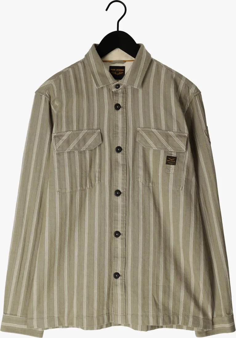 PME LEGEND groene pme legend casual overhemd long sleeve shirt yarn dyed stripe