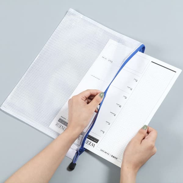 A5 Dokumentposer, plastlommer med glidelås 12-pakning