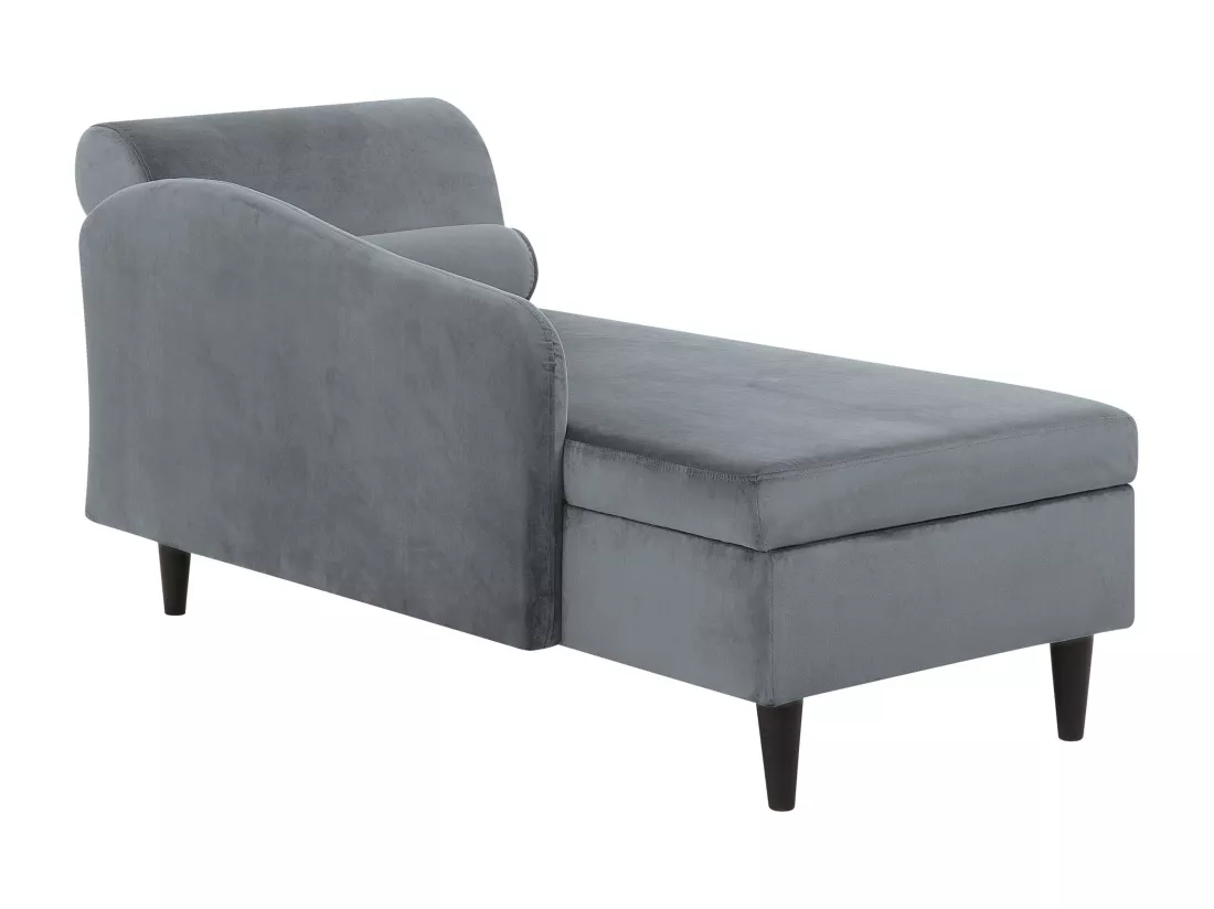 Chaise longue côté droit en velours gris clair LUIRO