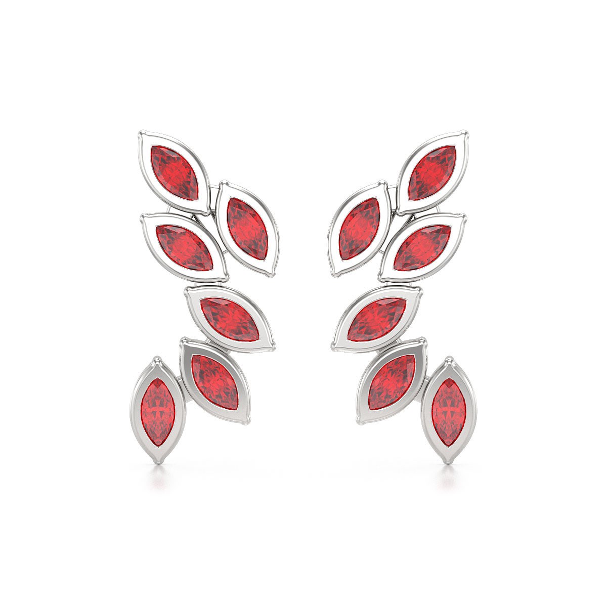 Boucles d'oreilles ADEN Or 585 Blanc et Rubis 1.71grs