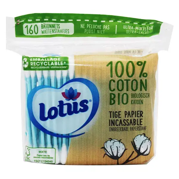 Refil de cotonetes Lotus, azul, 160 unidades