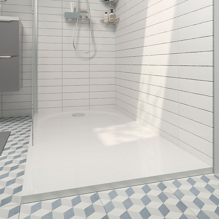 Receveur de douche 90 x 140 cm, résine, blanc, GoodHome Cavally