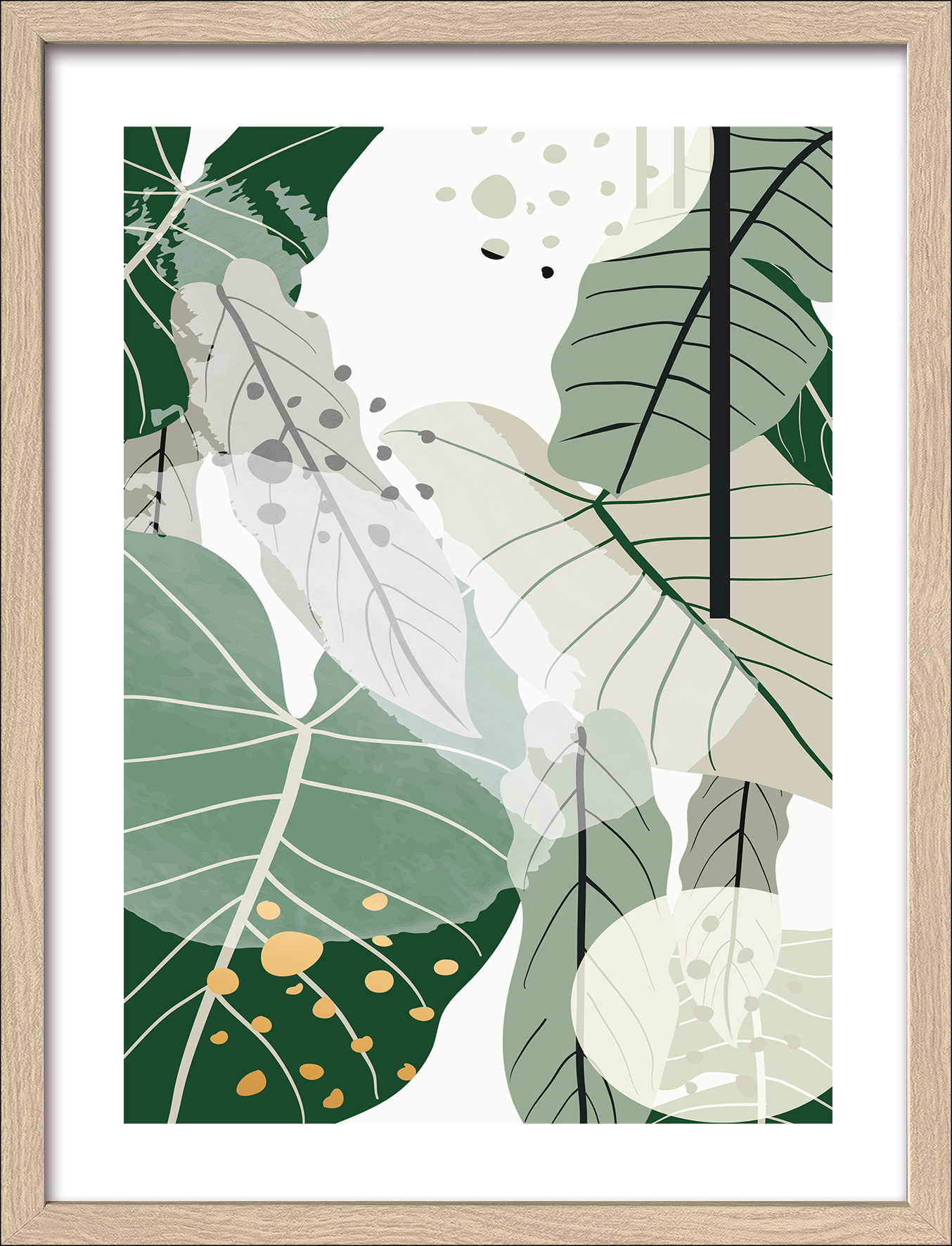 Gerahmtes Bild GREEN LEAVES I
