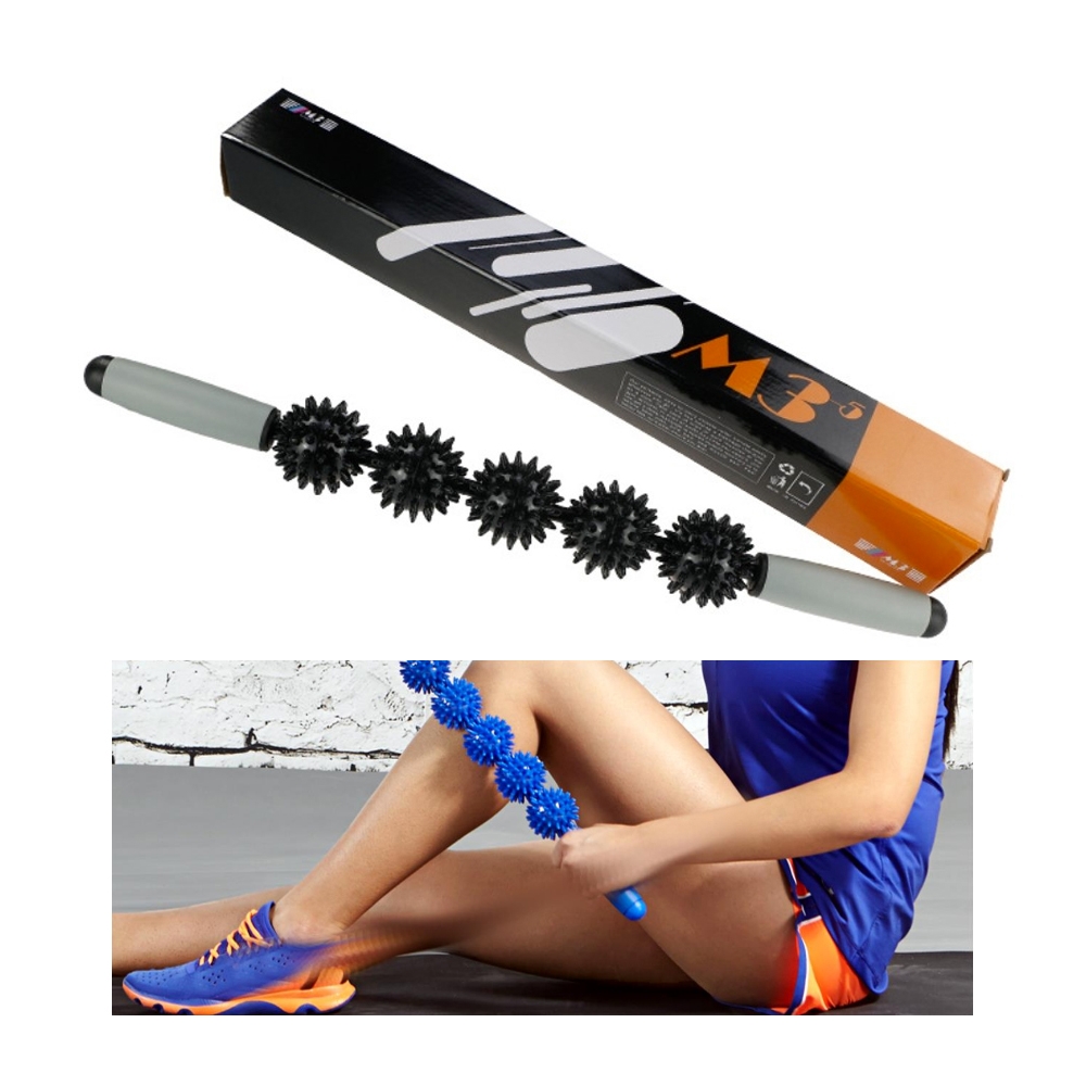 (53cm) Multifunktionale Faszienrolle Massage Stab Roller für Nacken Schulter Rücken Bein - Schwarz
