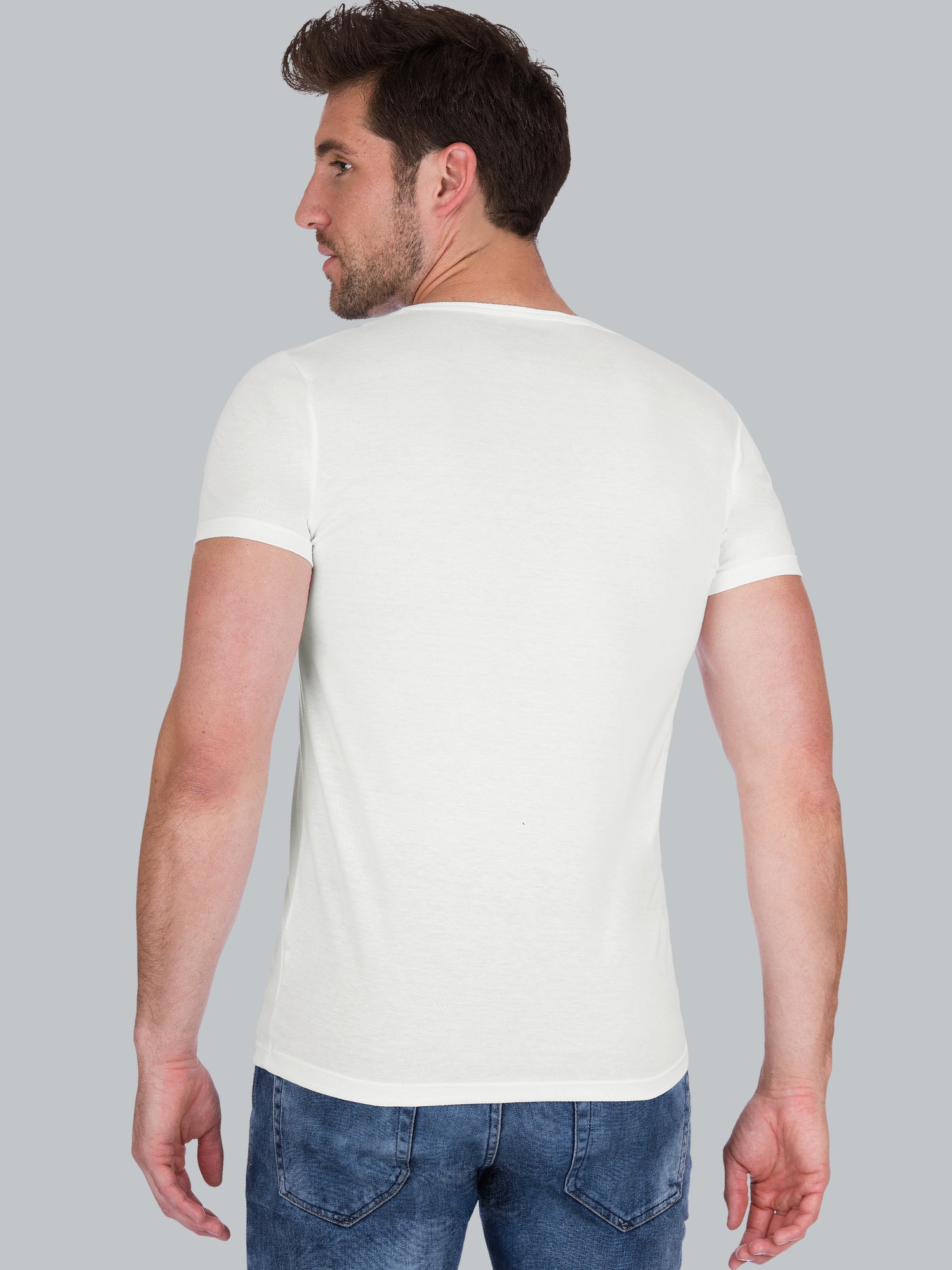 V-Shirt Slim Fit Weiss