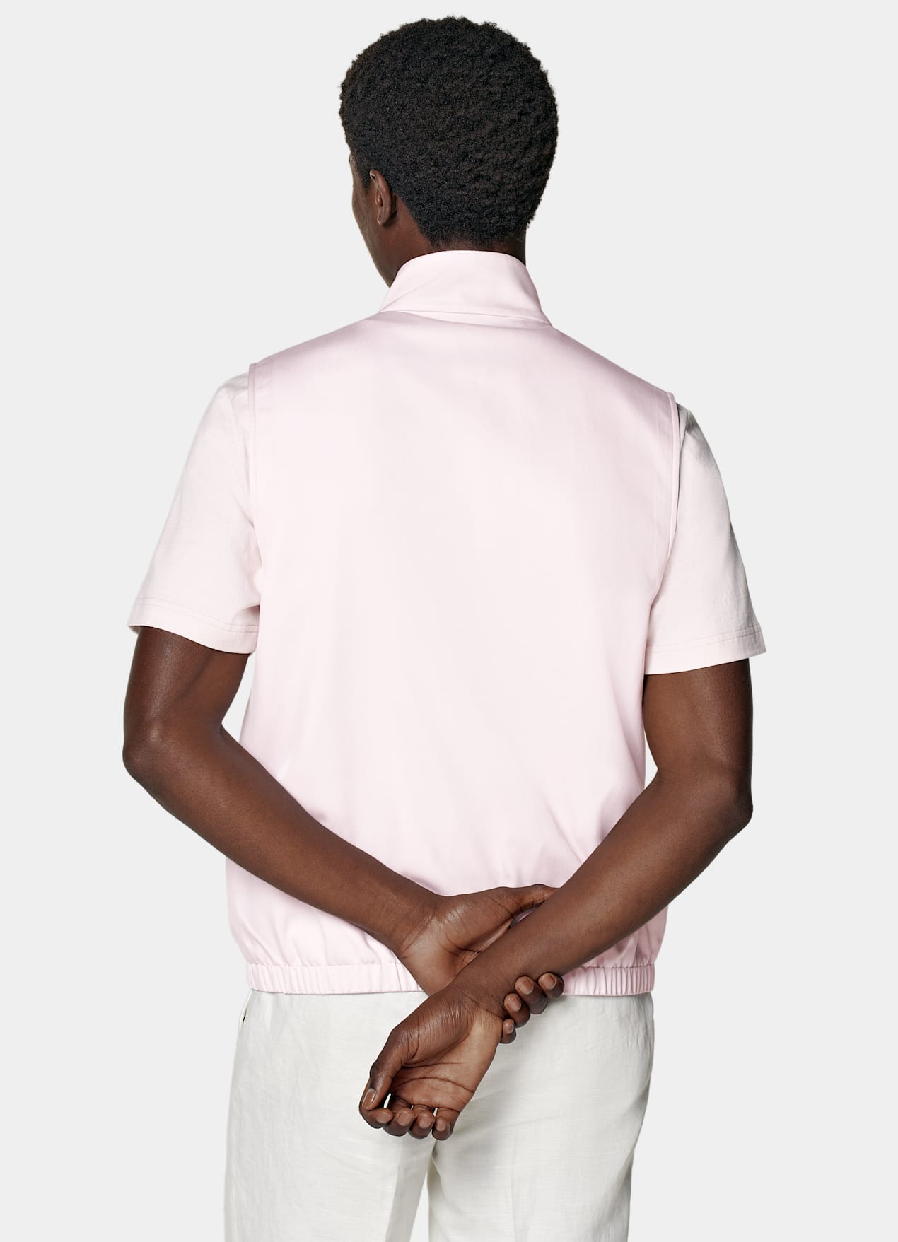 Veste sans manches zippée rose clair