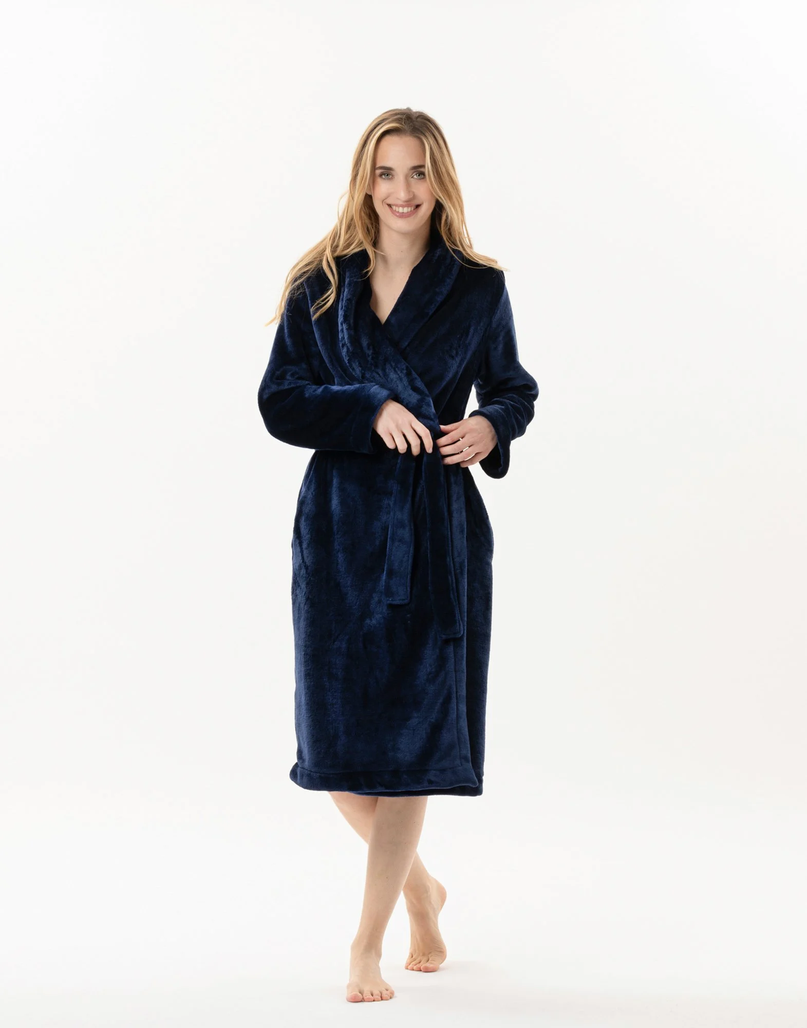 ESSENTIEL H61B - Peignoir en peluche flanelle | Bleu