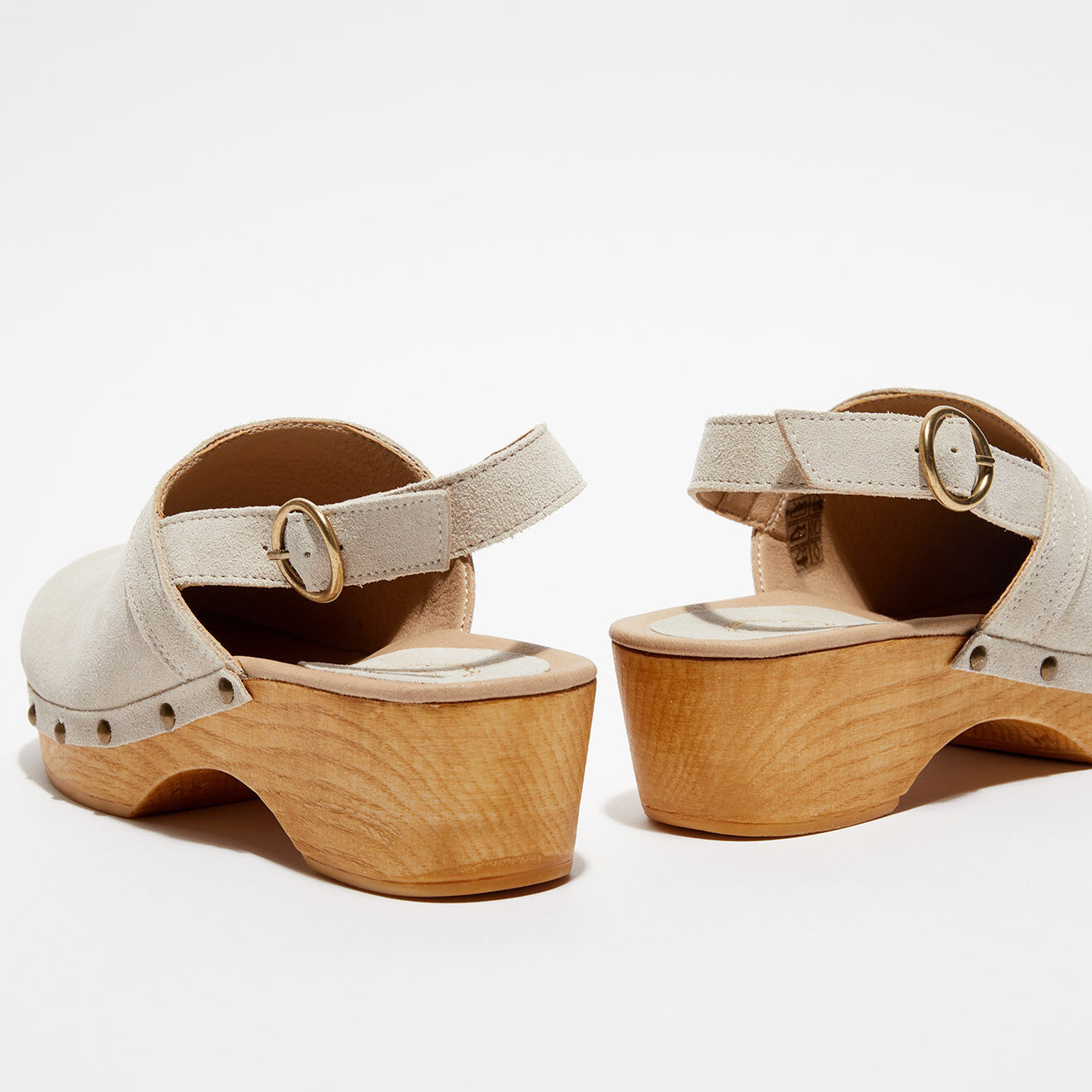Apologie Studio Sabots en Velours de Cuir Nicole nudes - Talon 5 cm