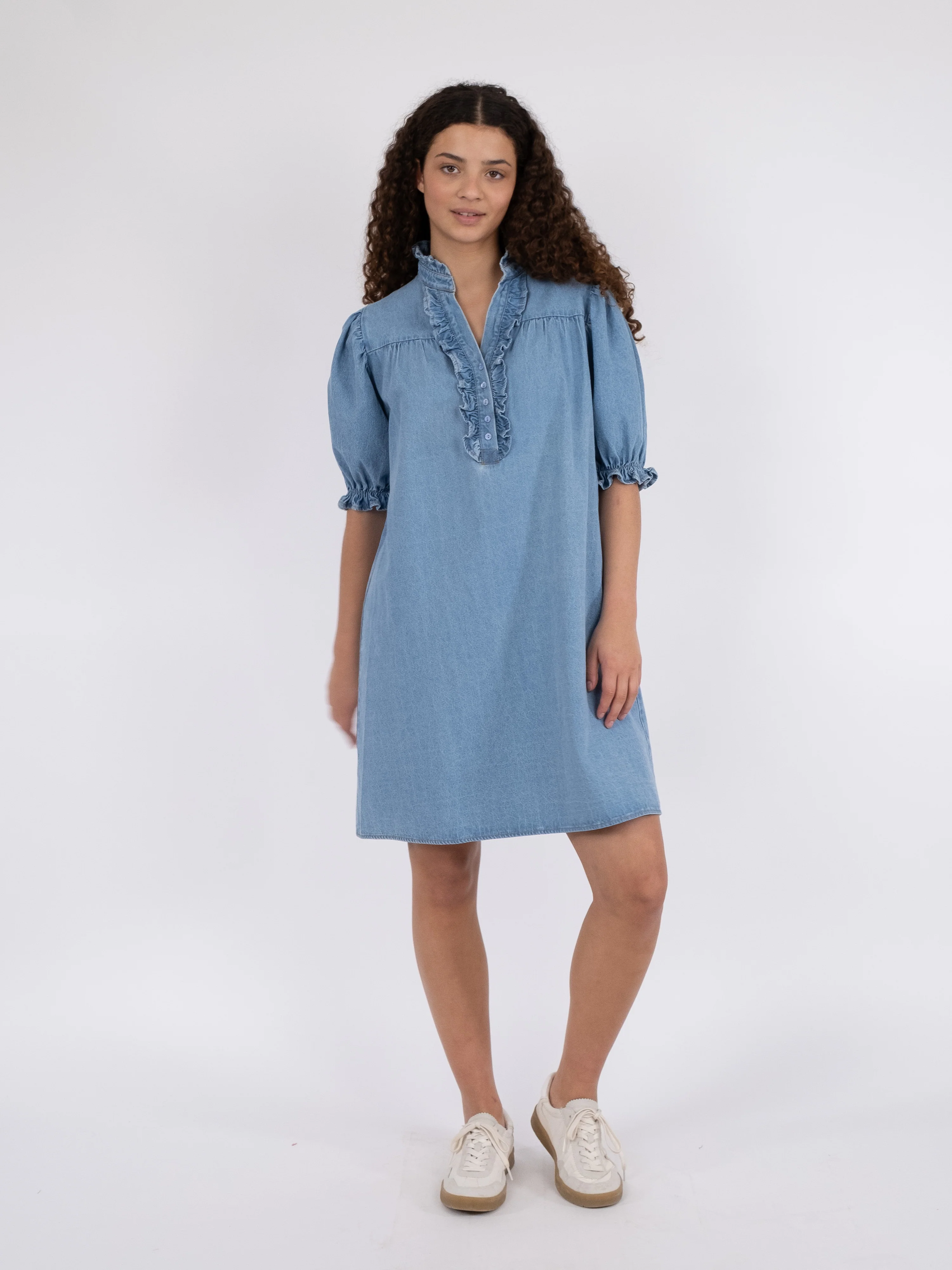 Neo Noir  Alma kort denimkjole - Stonewash