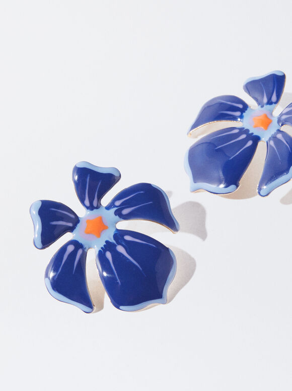 Brincos de Flor - Azul Marinho
