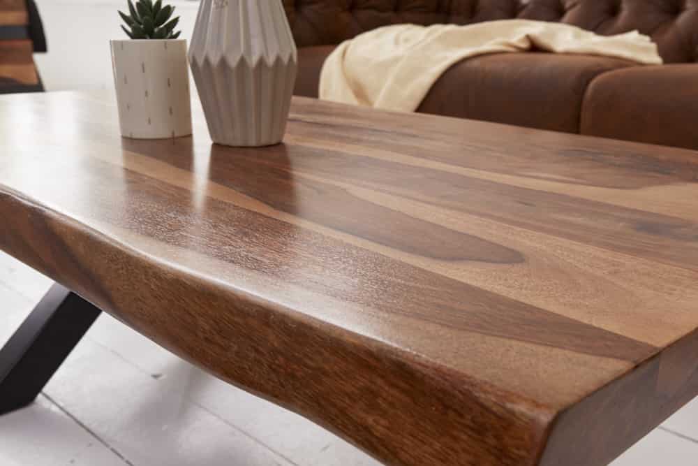 Design Couchtisch AMAZONAS 110cm braun Sheesham Massivholz Baumkante