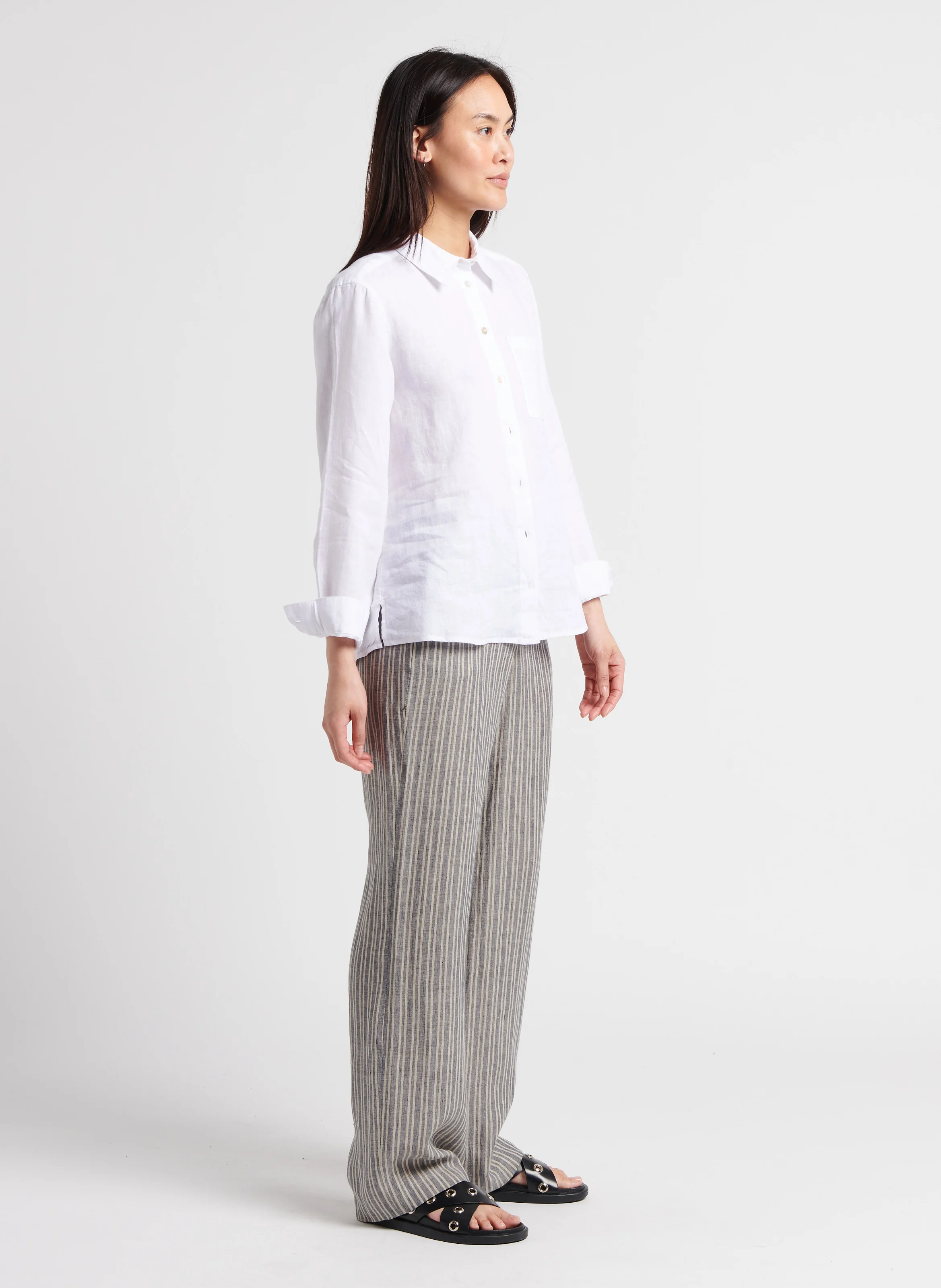 THOMAS - Chemise droite en lin | Blanc