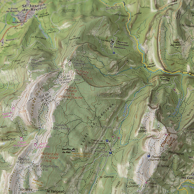 CARTE EN RELIEF MASSIF DE LA CHARTREUSE