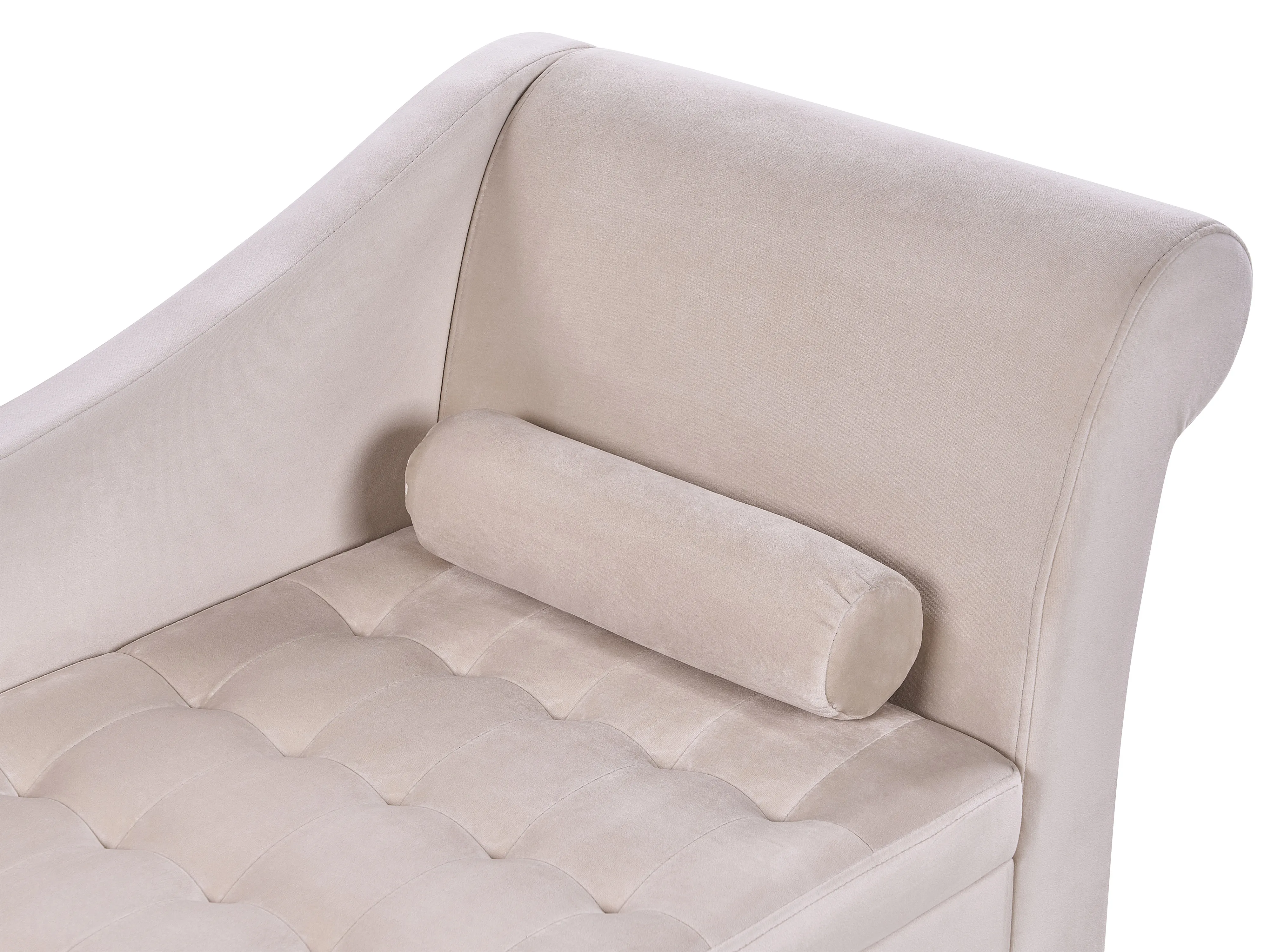 Rechtszijdige chaise longue PESSAC Fluweel Lichtbeige met opbergruimte