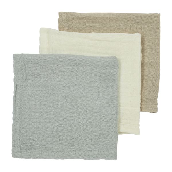 Meyco Monddoekjes - 3 Stuks - Uni - Offwhite / Light Grey / Toffee