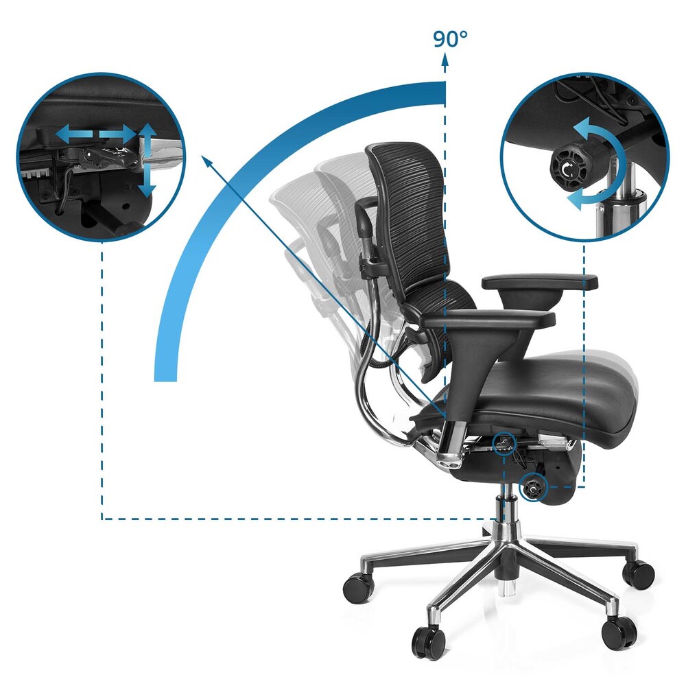 Luxus Chefsessel ERGOHUMAN BASE Leder mit Armlehnen (höhenverstellbar) hjh OFFICE