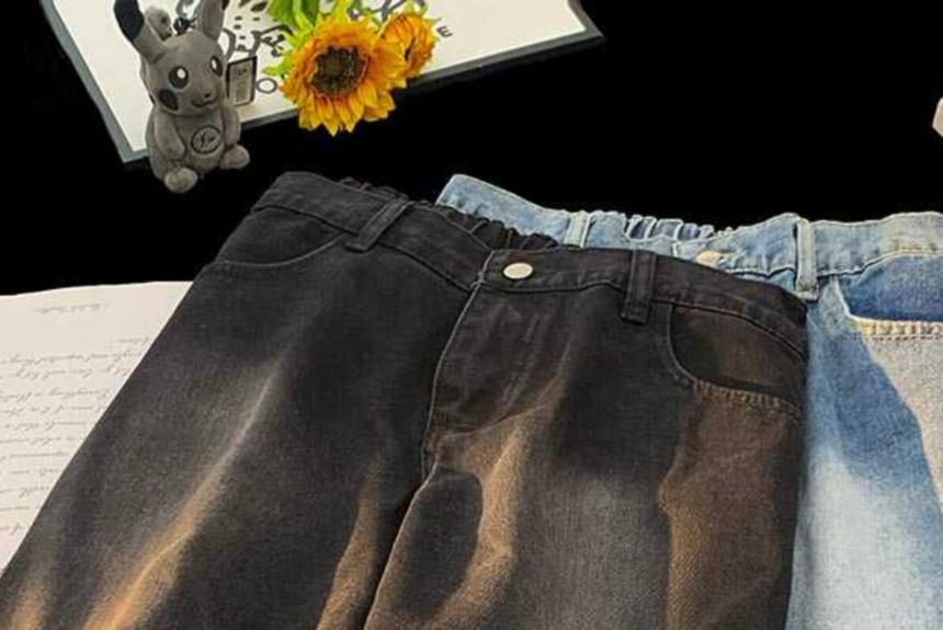 Fushet - Gewassen denim shorts met elastische taille