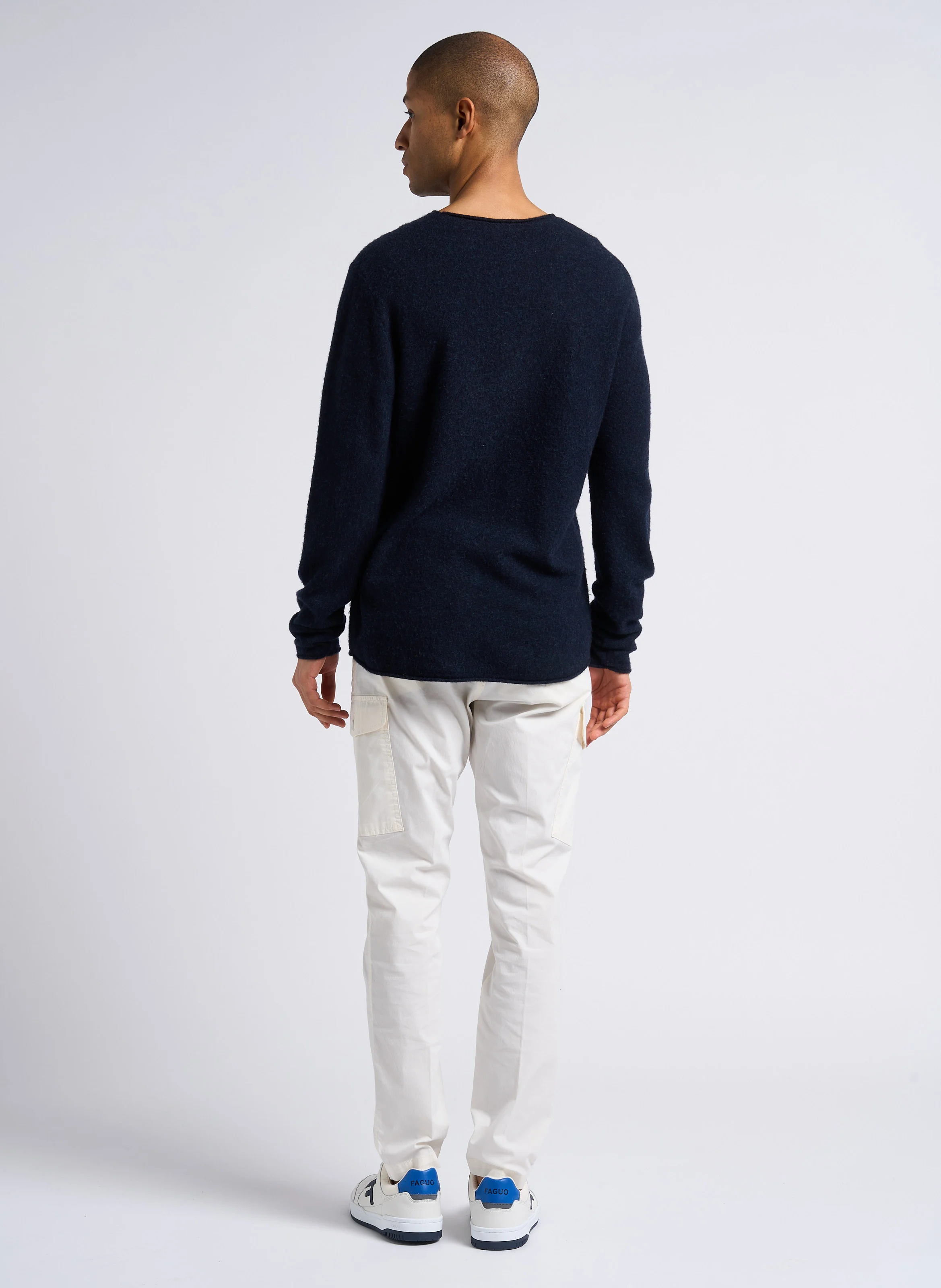 DUCKSBAY - Pull droit col rond en laine mélangée | Bleu