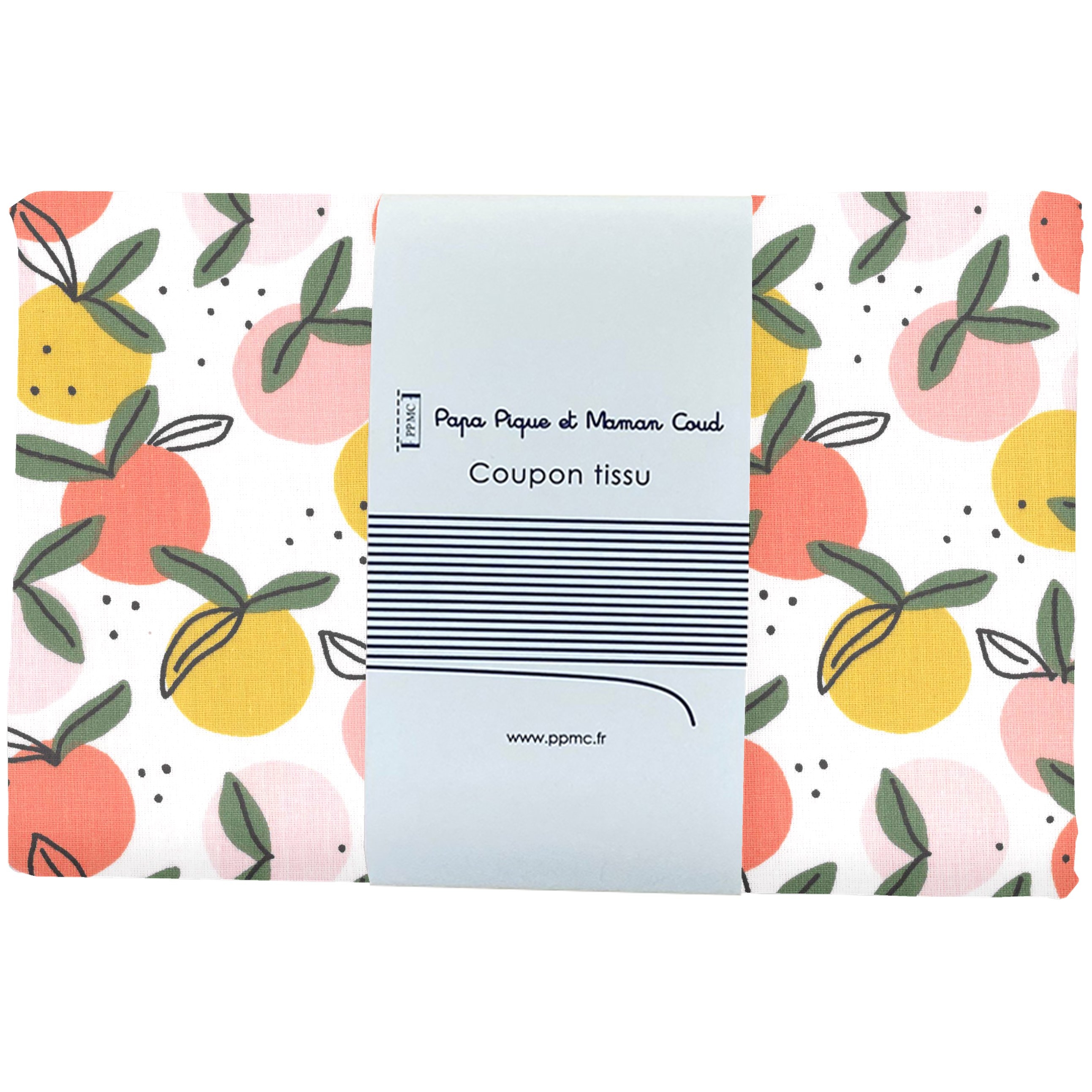 Coupon Tissu 1 M Ex2519 Ronde De Fruits Blanc Peche