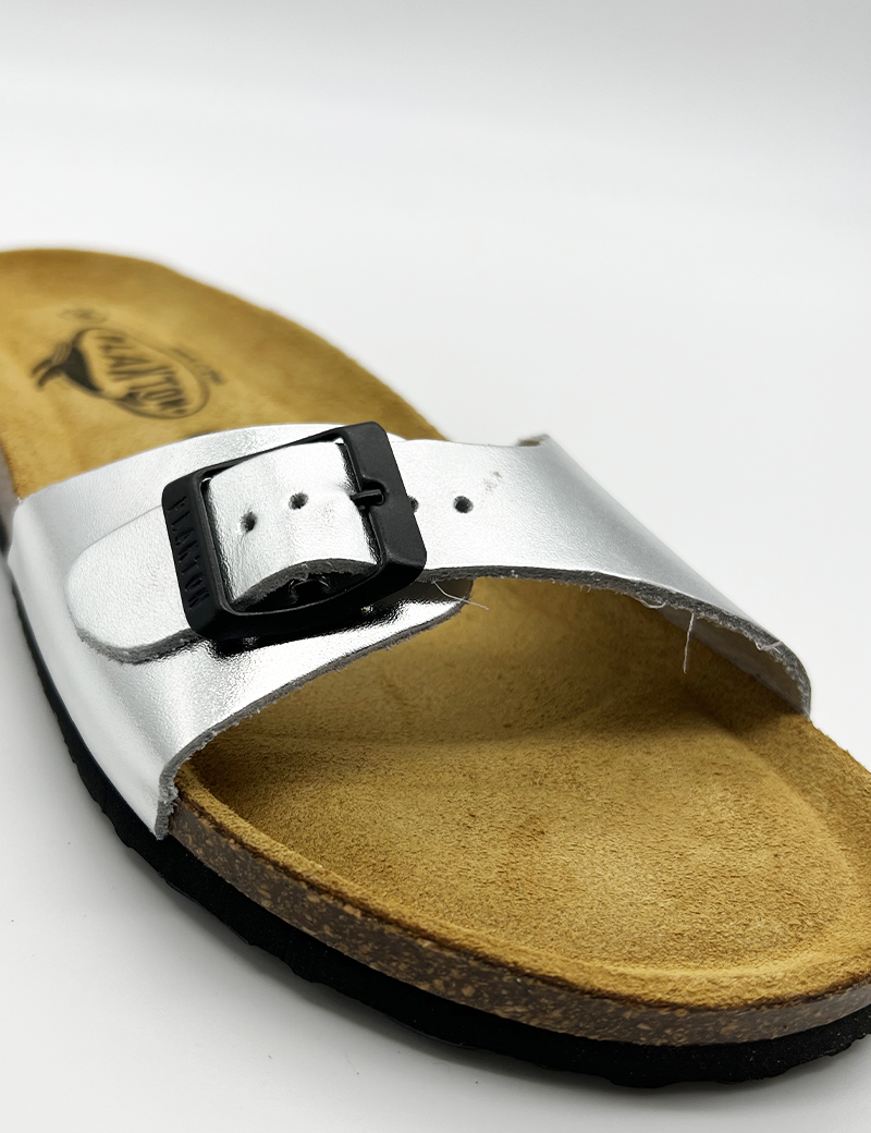 PLAKTON MULES FEMME ARGENT MÉTALLISÉ