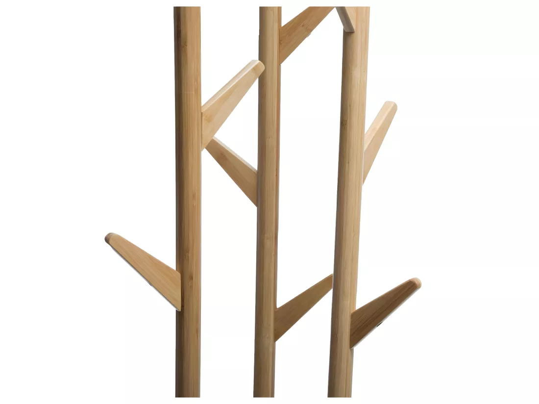 Porte-manteaux 12 patères et Porte-Parapluies en Bambou et Métal H 174 cm