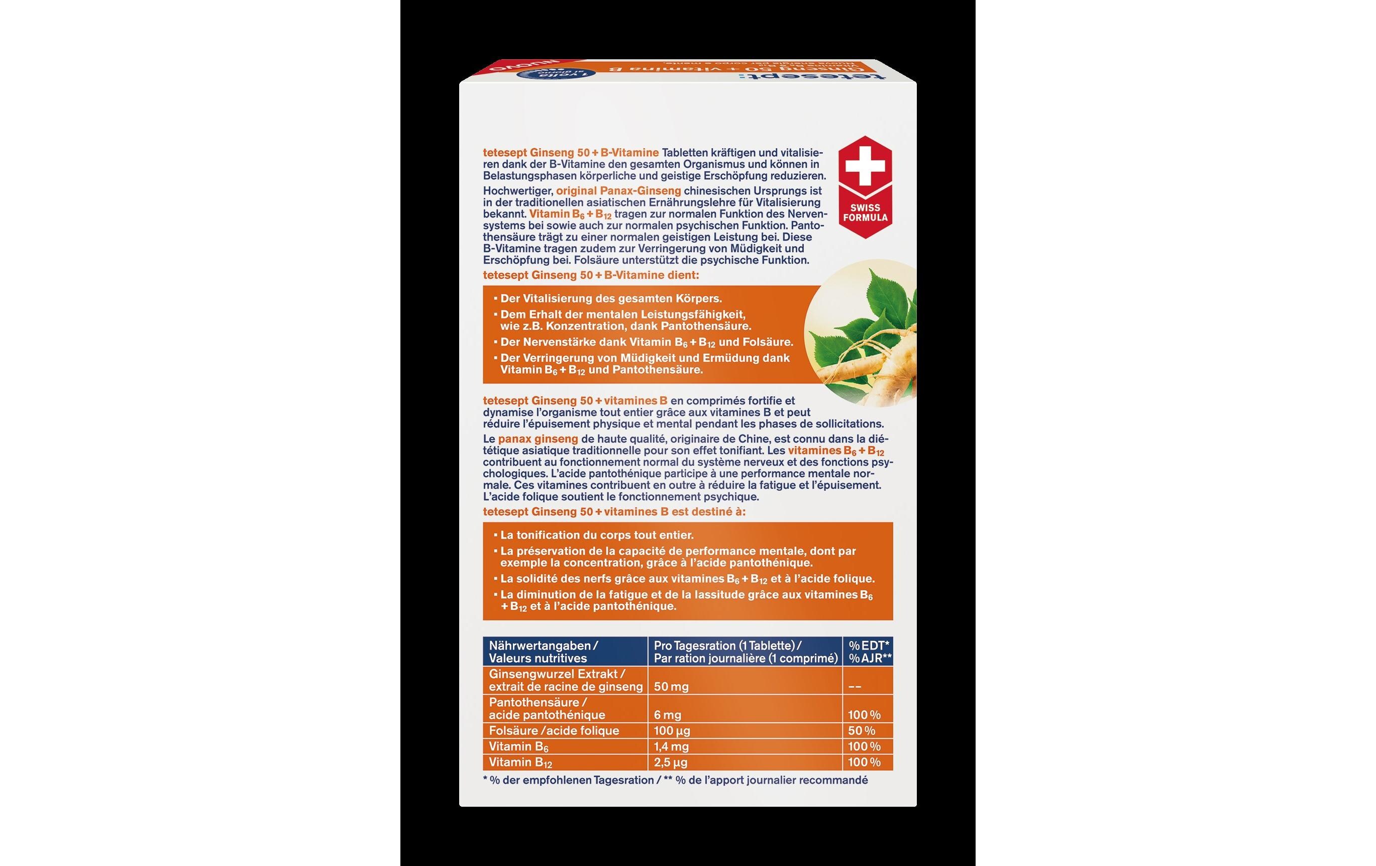 Ginseng 50 + B-Vitamine 32 TablettenVitalisierende Tabletten mit Ginseng