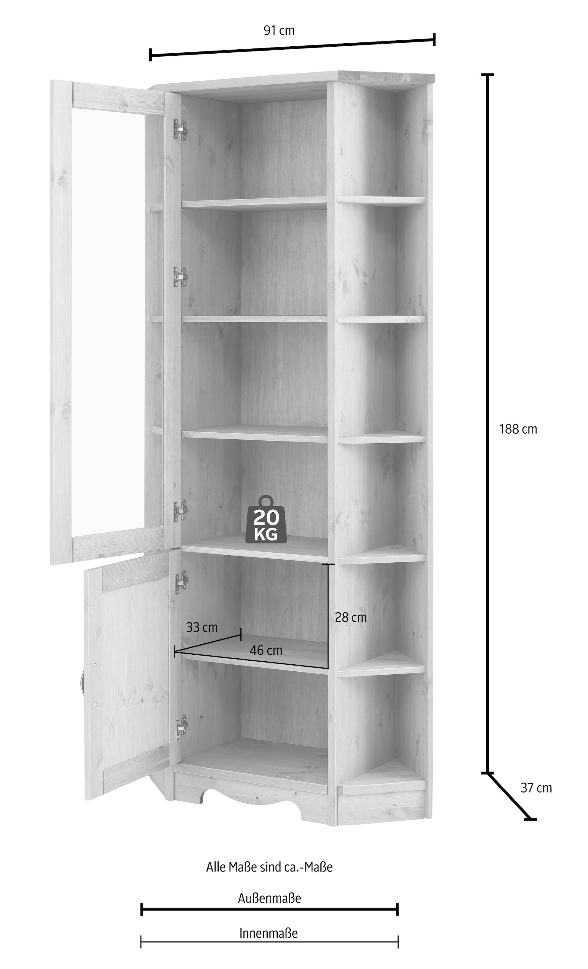 Home affaire Eckvitrine »Trinidad« Höhe 188 cm, FSC® zertifiziertes Massivholz