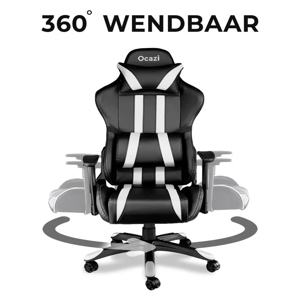 Ocazi Chicago Gaming stoel - Bureaustoel - Zwart/Wit