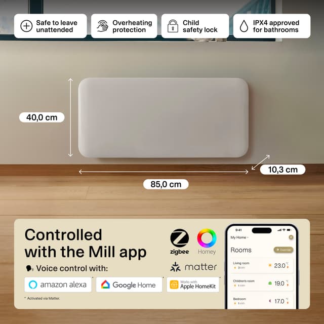 Mill Invisible Wi-Fi Gen4 panelradiator PA1500WIFI4 (hvid)